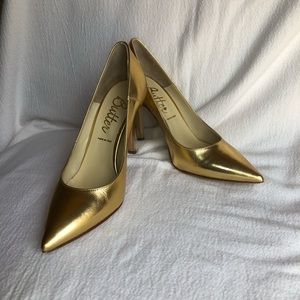 Gold leather heels